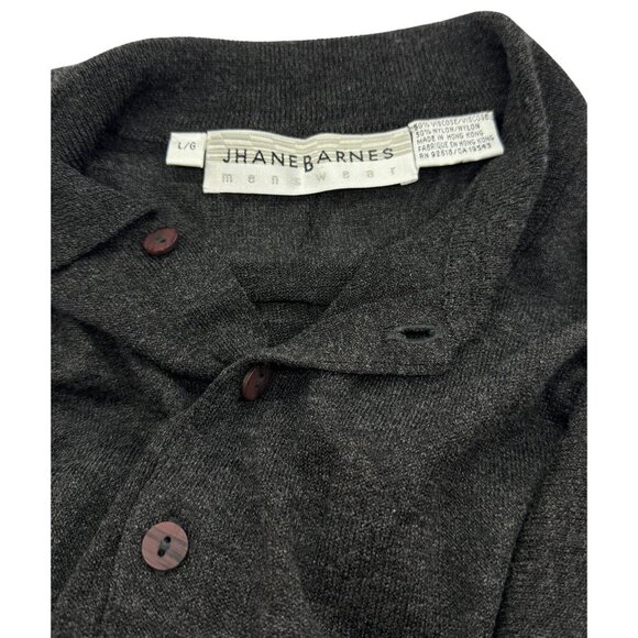 Jhane Barnes Vintage Lightweight Collared Polo Sweater Viscose Nylon Gray Size L - Picture 4 of 7